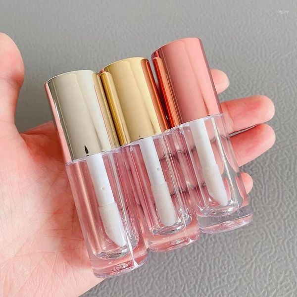 Bottiglie di stoccaggio 10/20/30pcs 6ML Silver Rose Gold Top Lip Gloss Tubi con pennello a bacchetta grande Etichetta personalizzata Lipgloss Rossetto Liptint Bottle