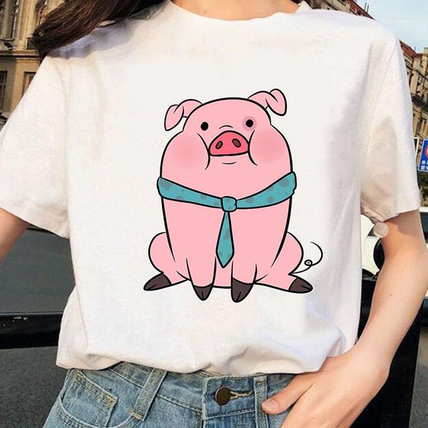 Camiseta feminina tshirt de impressão de porco fofa feminino harajuku tee gráfico de verão para lady girl engraçado camiseta feminina camisa feminina 90s tops