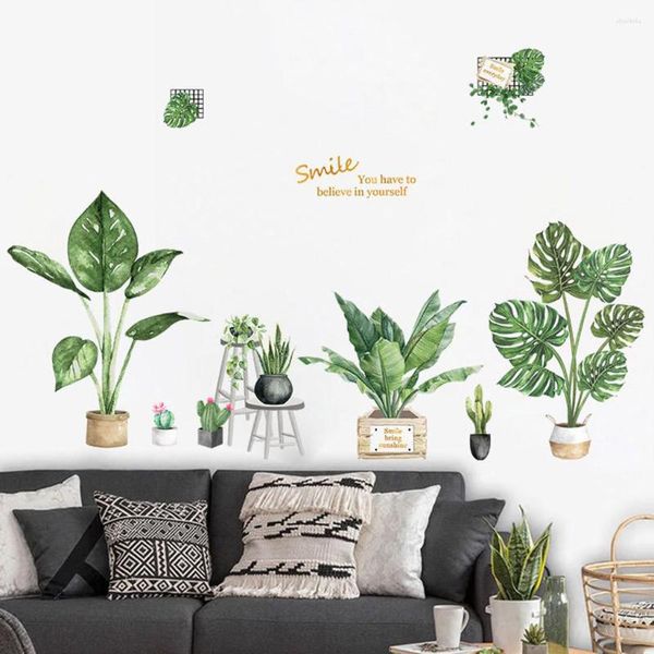 Adesivos de parede 1pc Creative Plant Diy Beach Palm Tropical Folhas Banheiro Moderno Arte Decalque Mural Layout F113