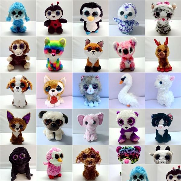 FILME TV PLUSH Toy Big Eyes Toys Kawaii Bichos de pelúcia Small SEALS PENGUIN DOG CAT PANDA DOLL MOUSE PARA CRIANÇAS DHFMA