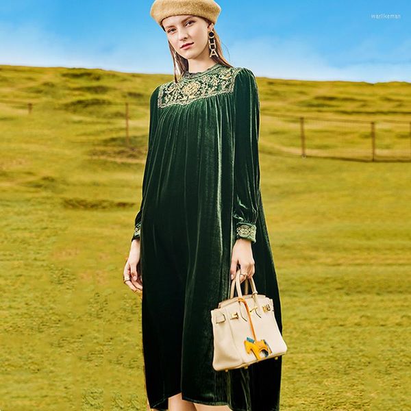 Повседневные платья Высококачественная шелковая бархатная женская одежда 2023 Осень Маленькая Сстав