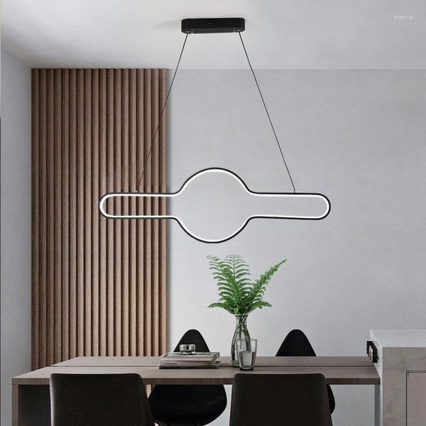 Lampade a sospensione Lampadario moderno a led Lampada da soffitto a luce per cucina Soggiorno Sala da pranzo Tavolo da bar Sospensione nera di design sospesa