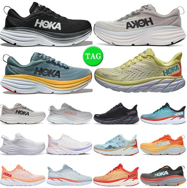 Stivali da moto hoka bondi 8 scarpe da corsa uomo donna hokas Triple Black White Summer Song Shark Grey Goblin Blue Harbor Mist Real Teal scarpe da ginnastica da uomo Movimento di moda