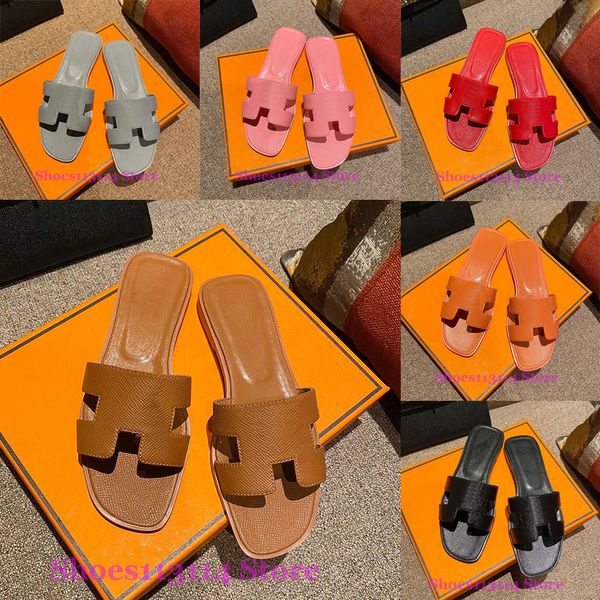 Women sandals designer pantofole per la moda casual estiva Ladies classici in pelle piatta Solidi da spiaggia a casa solida scarpe marroni