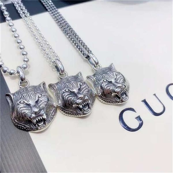 2023 Designer New Fashion Jewelry Zhigujia 925 Prata Old Double Tiger Head Pingente Fashion Colar