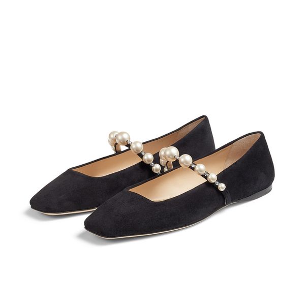 Moda Sandálias Bombas de Ballet Flats Londres Ade Flat Itália Pérolas Torno