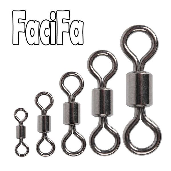 Ganchos de pesca 50 PCs com conector de pesca giratória com aço inoxidável Acessórios de pesca de aço inoxidável Snap Fishhook Lure Solid Ring giration tackle P230317