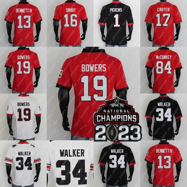 Fußballtrikots 2023 Championship Stetson Bennett IV Jersey Brock Bowers Ladd McConkey Malaki Starks Kelee Ringo Kendall Milton Jalen Carter Herschel Walker Ge