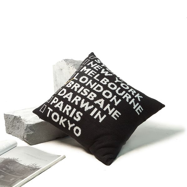 Gestrickter Kissenbezug aus Polyester mit Text ohne Kissenkern, für Wohnzimmer ZY230090311KPY
