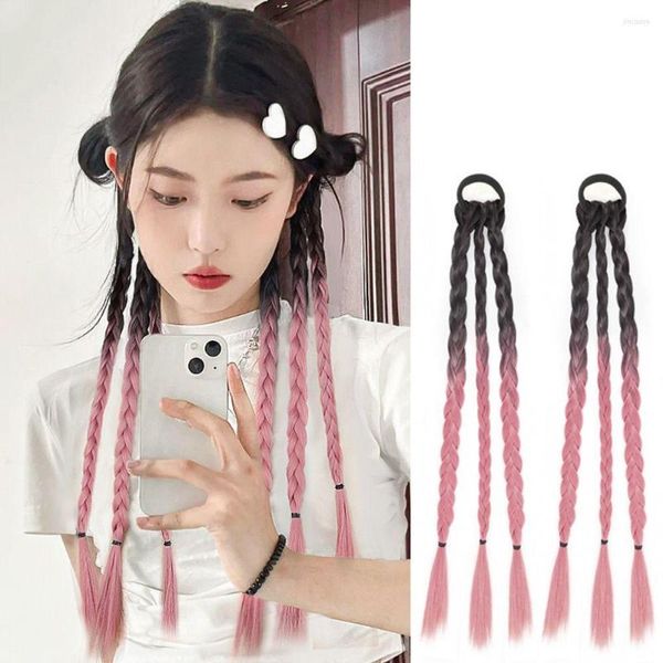 Acessórios para o cabelo Personalidade Twist Twist Twist Braiding Boxing Braids Peças sintéticas Cores de gradiente de rabo de cavalo falso para mulheres meninas