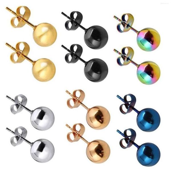 Orecchini a bottone in acciaio inossidabile Ear Post per uomo Donna Gioielli Argento Color Ball 2-8mm Dia. 1 paio