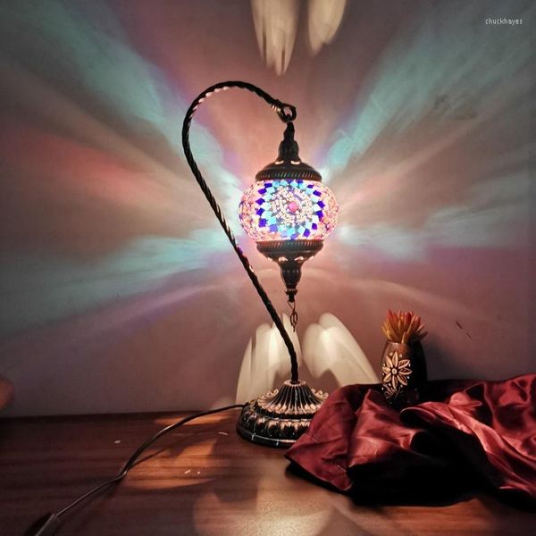 Настольные лампы Турецкие классические ручной работы в стиле лебедя в стиле ретро романтическая кофейня для спальни рождественский подарок богемия лампа