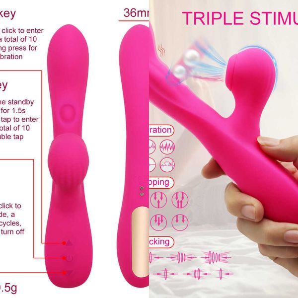 NXY VIBRADORES FLAP SUCTION VIBRAÇÃO 3 em 1 G Spot Vibrator Sex Toys for Women Casal Casal Lingue lambendo o coelho Dildo Clitoris Estimulação 230310