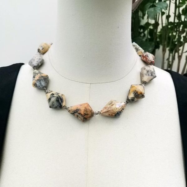 CHOKER Lii Ji Real Stone Beige Color Collece Crazy Lace Agate 52 см женщины продажа продажи ювелирных изделий подарки