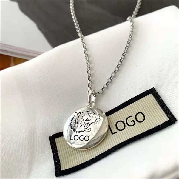 2023 Designer New Fashion Jewelry Gujia Double Colar Double Colar 925 Silver Tiger Cabeça Round Brand Pingente Trendência Masculina e Feminina Amigas Namoradas Correia de Cobra