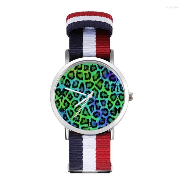 Avanadores de pulso azul de leopardo verde quartzo relógio de impressão esportes pó ladies senhoras silenciosas cistões de pulsowatchwatches will22 Will22