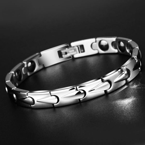 Braccialetti a maglie Catena Titanio 99,999% Germanio Perline Balance Body Band 6mm Bracciale Amante Amici Famliy Regalo di salute per uomo Boy FriendLink