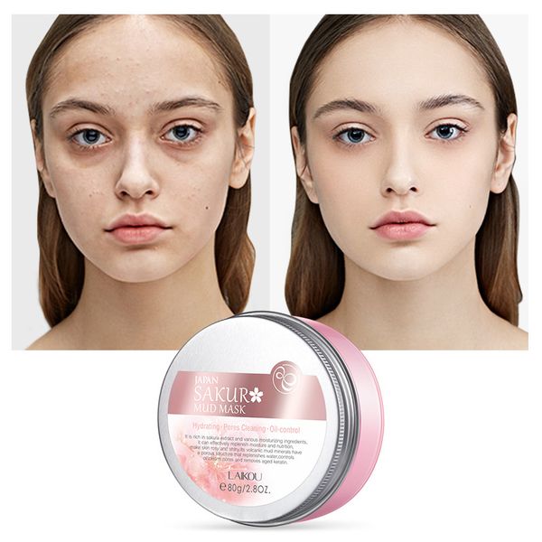 2023 Laikou Japan Sakura Clay Mask Deep Очищающаяся отбеливающая кожа Гряз