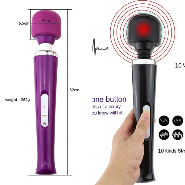 Nxy Vibratoren 320 * 58 mm großer Zauberstab 10 Geschwindigkeiten AV-Stick-Massagegerät Kraftvoller riesiger sexy Klitoris-Stimulator Sexspielzeug für Frauen 230310
