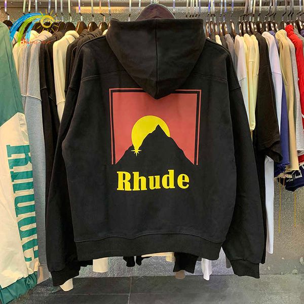 Erkek Hoodies Sıradan Gevşek Hoodie Style Trend Fashion Hip-Hop Gün batımı Baskı Erkek Kadınlar 1 1 En Kaliteli Ay Işığı Sweater Etiketlerle Büyük Boy