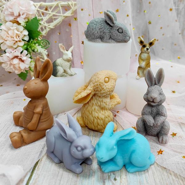 Stampi da forno Stampo in silicone 3D Strumenti per decorare torte Stampo in resina di gesso per animali con candele di Pasqua