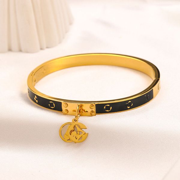 Bracciale rigido da donna Bracciale trifoglio in oro 18 carati Bracciale in argento 925 Moda Bracciale di design da donna Gioielli in acciaio inossidabile Accessori primaverili Semplice Europa Regalo Famiglia