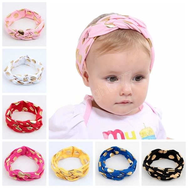 Elastic Gold Dot Cross Knot Baby Girls Fascia per bambini Neonato Toddler Headwraps Puntelli per foto Accessori per capelli