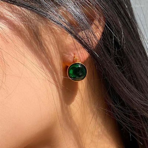 Brincos de argola Freetry requintado cristal de vidro de cor verde vermelho para mulheres Simple aço inoxidável ouro jóias vintage banhadas