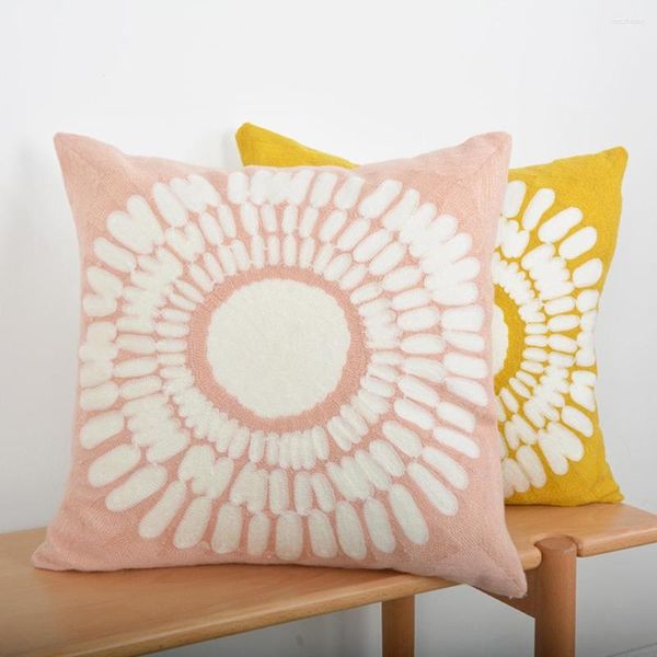 Federa decorativa per divano in tela di cotone con ricamo per cuscino, 45x45 cm, per la decorazione artistica della camera da letto di casa Dropship