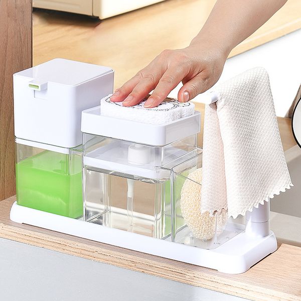 Dispenser di sapone liquido Dispenser di sapone da cucina Dispenser automatico di sapone liquido per mani Porta salviette multifunzionale Pompa ricaricabile Bottiglia Accessori da cucina 230317