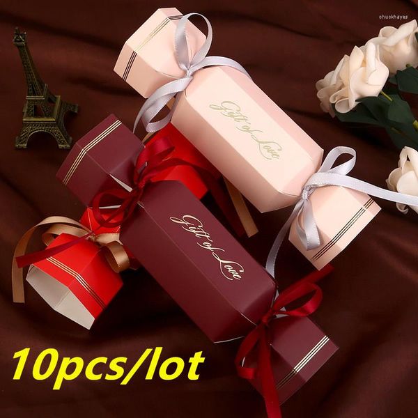 Confezione regalo 10 pezzi bella scatola di nozze a forma di caramella vino rosso carta per bambini forniture per decorazioni per feste