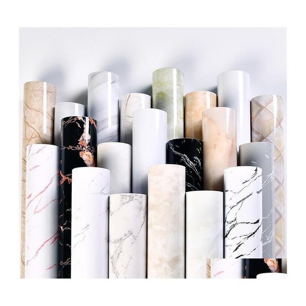 Adesivos de parede de 2016 clássicos de papel de contato de contato puro cor de mármore decorativo de mármore de mármore móveis de sala de estar 210705 dh240