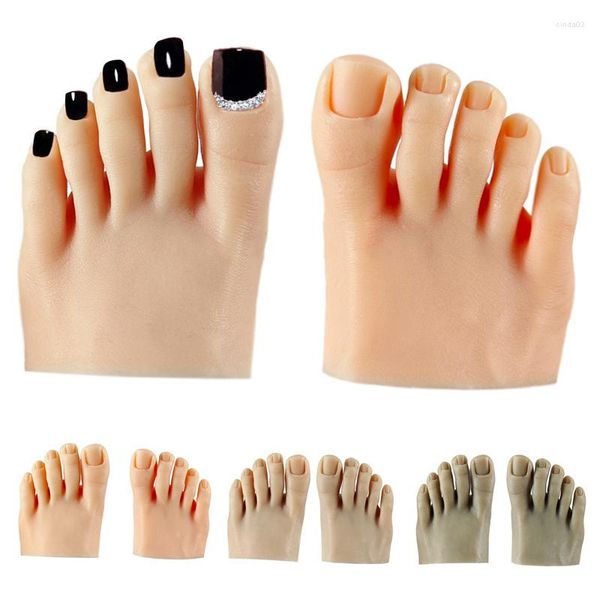 Falsche Nägel 1PC Nagelpraxis Fußschaufensterpuppe mit gefälschten Zehen für Pediküre Training Display Silikonmodell