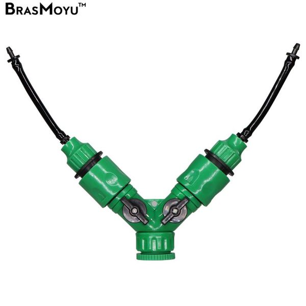 Attrezzature per l'irrigazione BRASMOYU 1PC Y Tipo Rubinetto Connettori con adattatore rapido per tubo da 3/5mm Giardino Irrigazione Acqua Splitter 1/8 '' Tubi Fitti