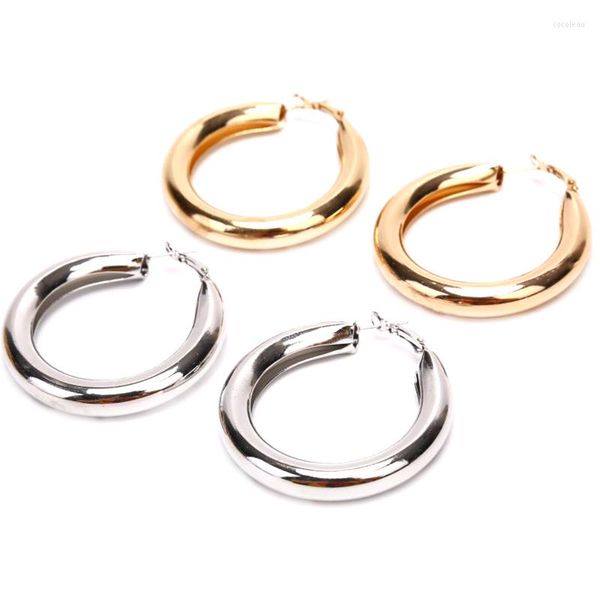 Orecchini a cerchio Hiphop Small Wide Tube Circle Donna Uomo Round Ear Piercing Jewelry Fashion