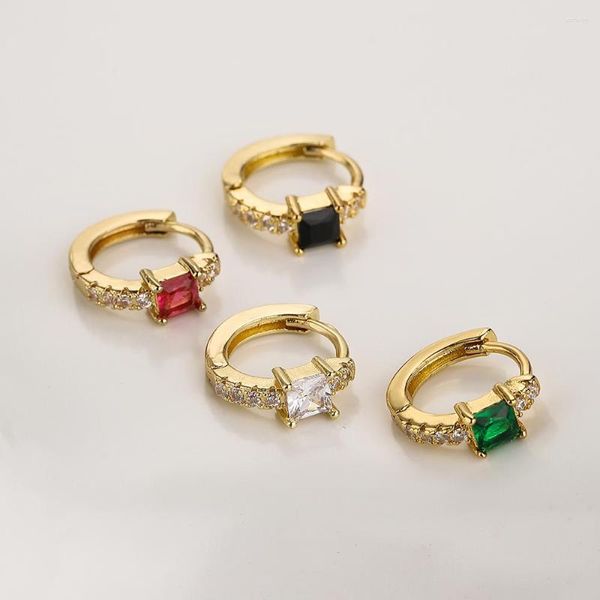 Creolen KAUFEN Mode Weiß/Schwarz/Rot/Grün CZ Zirkon Stein Für Frauen Mädchen Trendy Gold Farbe Ohrring hochzeit Schmuck