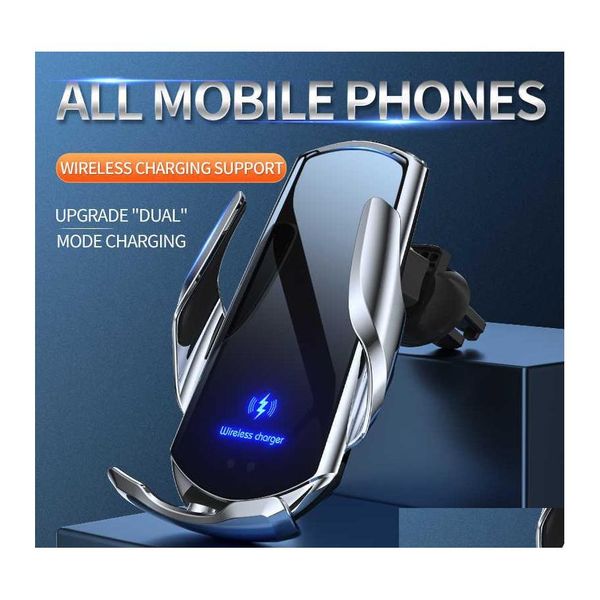 2016 Autoladegerät Matic 15W Qi Wireless für Telefon 13 12 Xs Xr X 8 S20 S10 Magnetischer USB-Infrarotsensor Halter Halterung Drop Delivery Mobiles Dh5C2