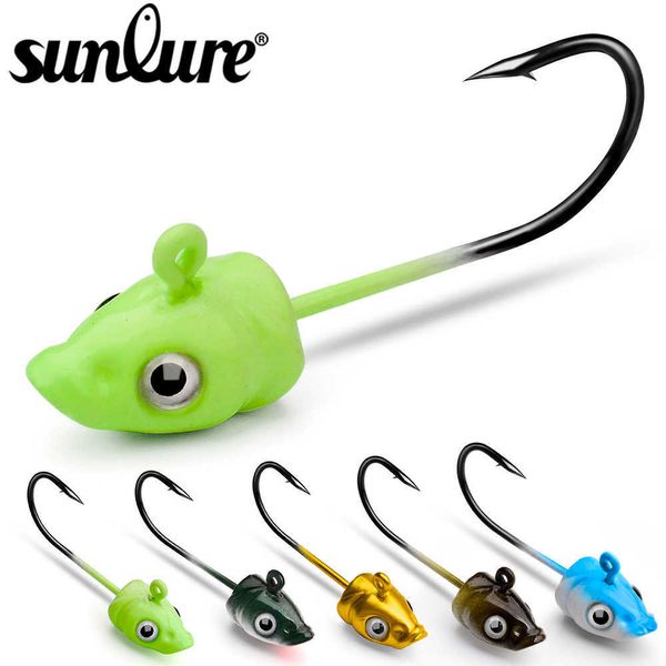 Ganchos de pesca SunLure 5pcs/lot gays de cabeça 3,5g 5g 7g Ganchões de pesca lura de lura de metal de metal para fishhooks para isca de minhoca P230317