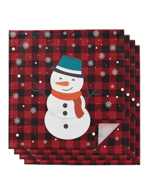 Tabelle Serviette Weihnachten Rot Plaid Schneemann 4/6/8 stücke Tuch Dekor Abendessen Handtuch Für Küche Teller Matte Hochzeit party Dekoration