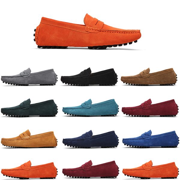 Hochwertiger, nicht von der Marke stammender Herren-Freizeitschuh aus Wildleder, Herren-Slipper aus Lazy-Leder, Größe 38–45, Silber