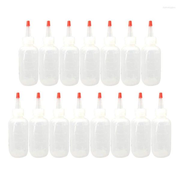 Бутылки для хранения 15 упаковка 4 унции (120 мл) сжатие с красными крышками - хорошо для ремесел искусство.