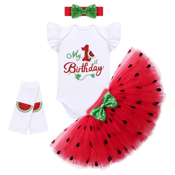 Set di abbigliamento Born Baby Girls Birthday Dress Motivo anguria Attività a tema 1st Praty Po Shoot Cake Smash Holiday OutfitAbbigliamento