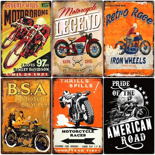 Гонщики клуб винтажный металлический знак гараж паб настенные настенные мотоциклы легенда пластинка Road Race Retro Ride Ride 30x20 см W03