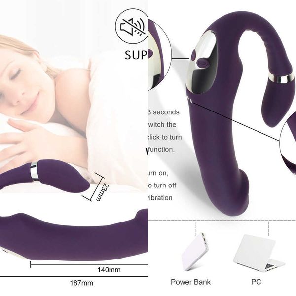 Nxy Vibratoren, Dildo-Vibrator, G-Punkt, simulieren weich, Doppelkopf, vibrieren, Sexspielzeug für Frauen, Erwachsene, wasserdicht, USB-Aufladung, stumm, C-Form, Paar 230310