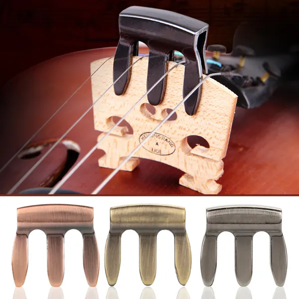 3 Color Violin Mute Effective Violin Acessórios Instrumentos musicais Silenciador Liga de zinco Simples Gifts Durable Metal Mute Fole de som conveniente