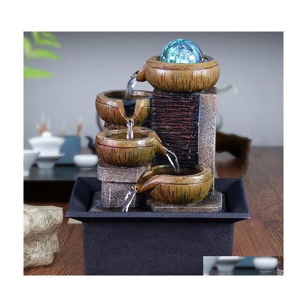 2016 Oggetti decorativi Figurine Regali Fontana d'acqua da tavolo Kit cascata da tavolo portatile Rilassamento rilassante Meditazione Zen Lucky Dhjvu