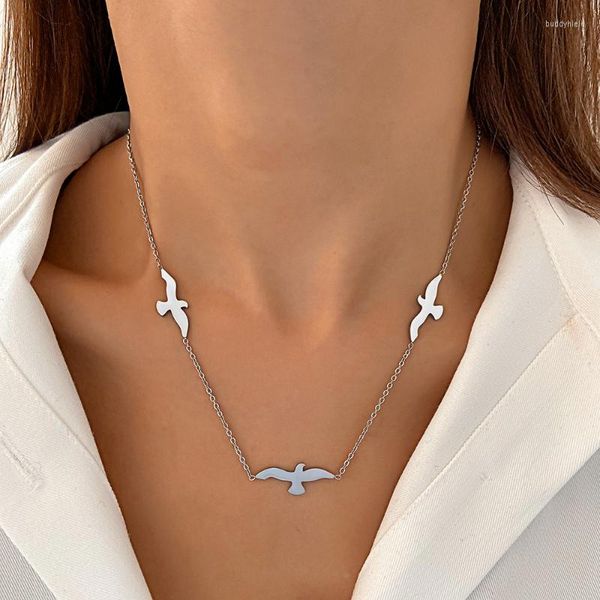 Цепи ожерелье для женщин ожерелья для птиц женщина тренд шея серебряный цвет корейские пары моды вечеринка подарки подарки для ключи