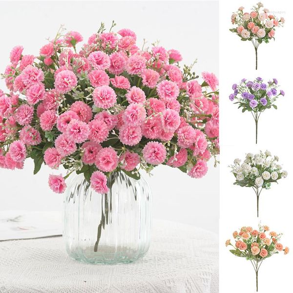 Flores decorativas 1 bando de artificiais Buquê Lilac Bouquet Wedding Bridal Home Party Decoration Plastic Flower Room