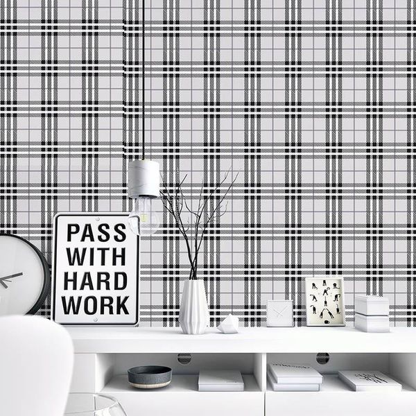 Wallpapers 10m wasserdichte moderne minimalistische nordische britische schottische Plaid-Tapete für Schlafzimmer Wohnzimmer Büro Küche Tapeten Zuhause