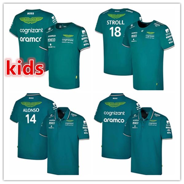 Çocuk Erkekler Tişörtleri Aston Martin Jersey T-Shirt AMF1 Polos 2023 Resmi Erkekler Fernando Alonso T-Shirt Formül 1 Yarış Takımı F1 Gömlek Moto Motosiklet Tees Polo